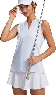 Women's Sleeveless Golf Shirt V-Neck Lightweight Quick Dry Tennis Tank Tops Polo Shirts for Women