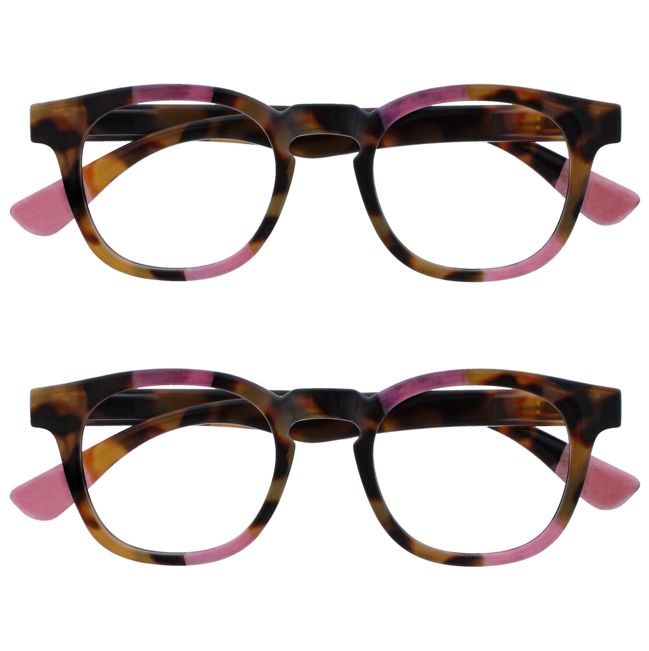 OPULIZE Ava 2 Pack Women's Lady Brown Pink Turtle Super Fit Comfortable Reading 