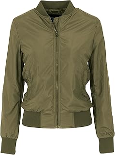 Urban Classics Ladies Bomber Jacket TB1217 Ladies Light Bomber Jacket Color: olive in Size: Small