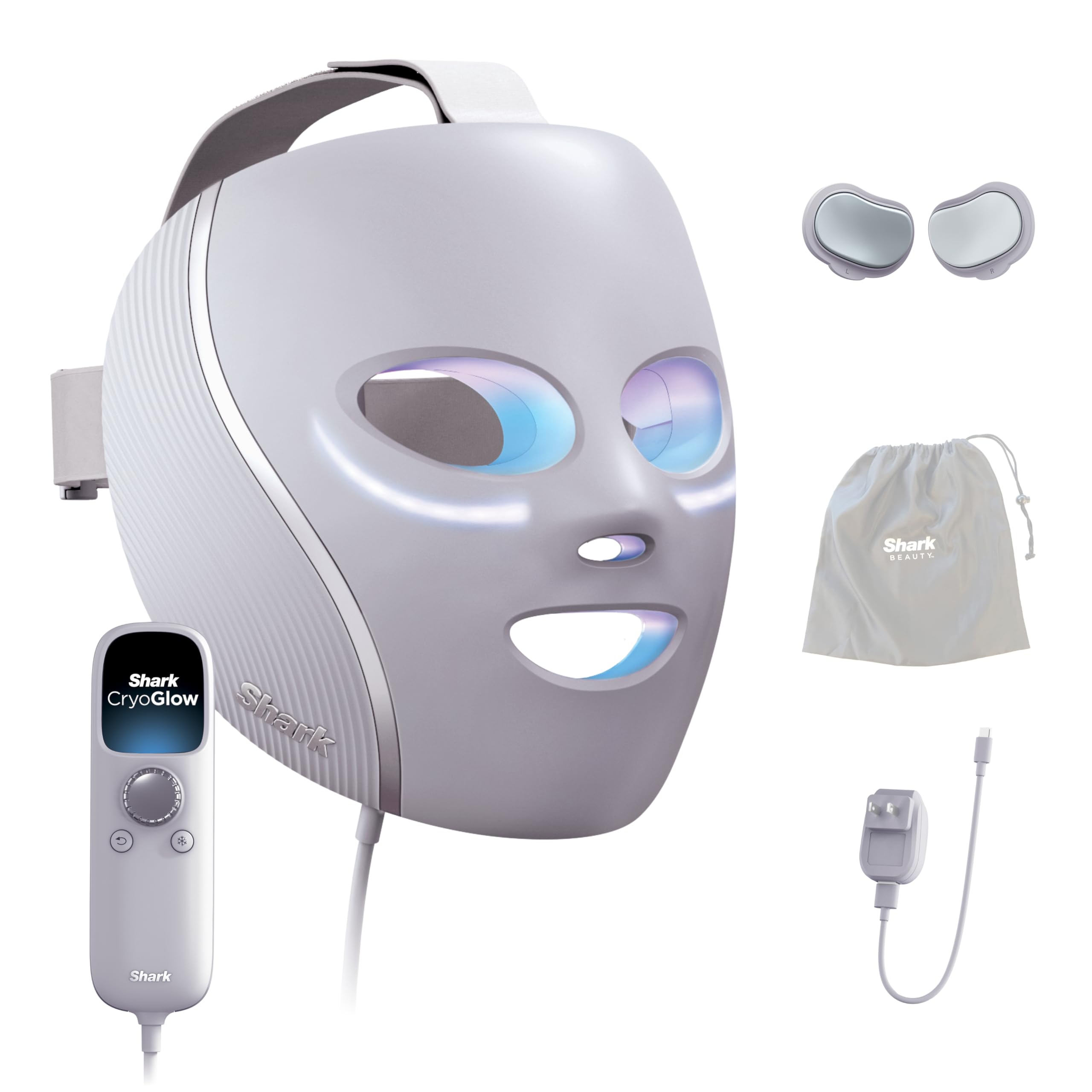 Shark CryoGlow LED Face Mask, Red Light Therapy, Under-Eye Cooling, FW312PL | Re