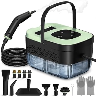 Steam Cleaner, Portable Steamer for Cleaning with 16pcs Accessories, 6-Level Adjustable and 15s Heat-Up, Handheld Steam Cleaner for Home, Tile, Dirt, Grout, Grease, Car Detailing, Dark Green