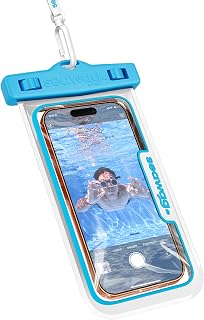 SEAWAG Next Waterproof Phone Pouch, IPX8 Dry Bag for iPhone 16 15 14 13 Pro Max & Samsung Galaxy S25 S24 — Underwater Case, Full Touchscreen, Lanyard, Beach Pool Snorkeling, 1 Pack Blue
