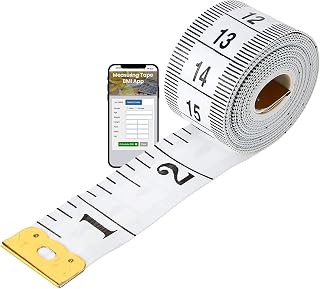 Dual Sided Durable Measuring Tape for Body Waist Measure, Cloth Sewing Tape | Flexible fibreglass measuring tape, Soft tape for accurate body measure and fabric cloth measurements, with BMI app and eBook
