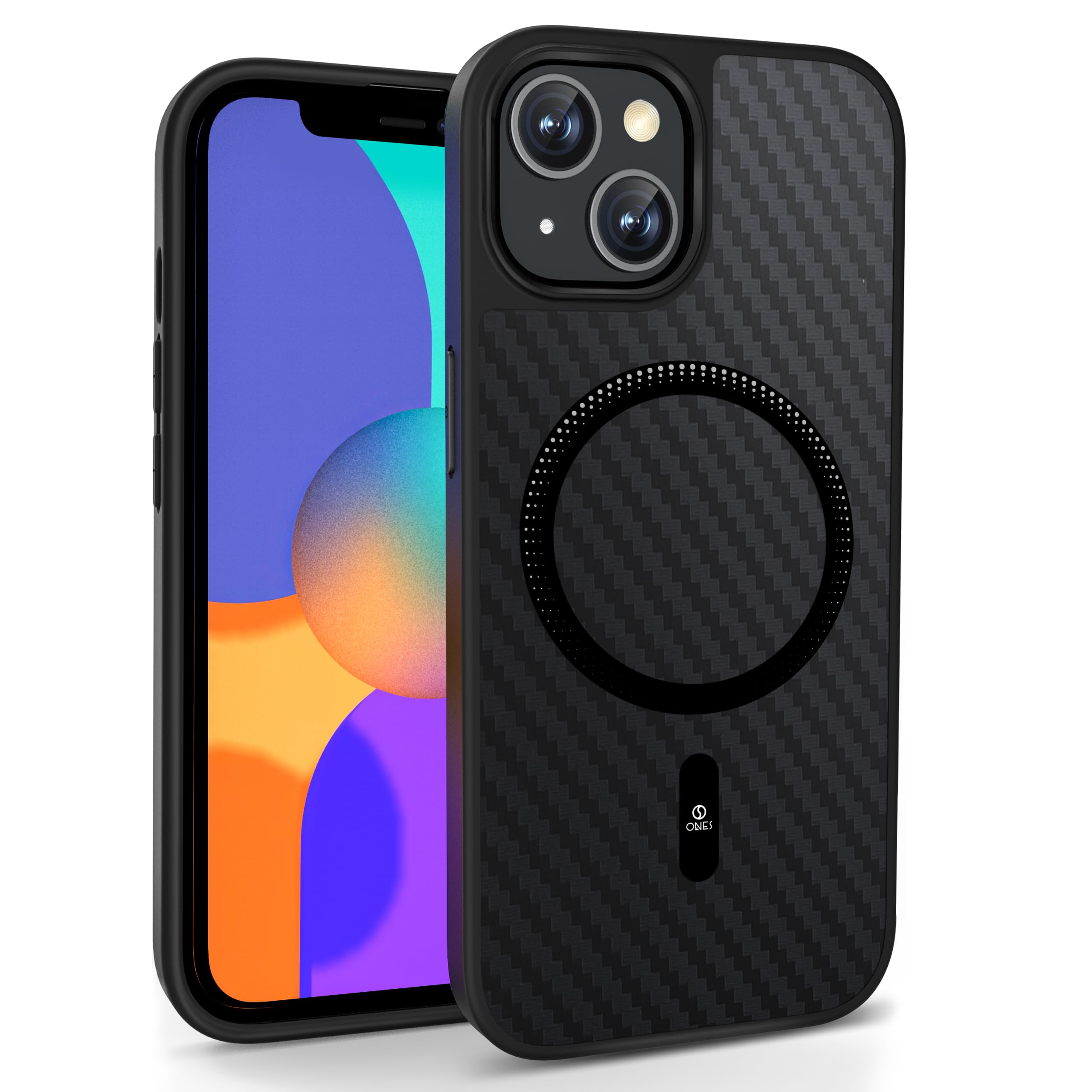 ONES Carbon Fiber Case for iPhone 14 Plus with Magnetic Ring [6.7 Inch] | Compat