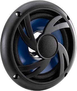 RecPro RV 6" Water Resistant Exterior Speaker (Black with Blue Accent) | Flush Mount, 35 Watts, 4 ohms, 0.6 lbs