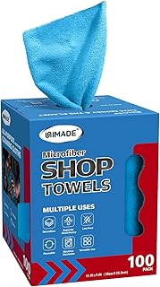 UNIMADE Shop Rags, 100 Sheets Microfiber Cleaning Cloth | Commercial Grade Washcloths Lint-Free Bulk Shops Towels for Cars Mechanic Restaurant Garage Housekeeping, 11"x 9", Blue