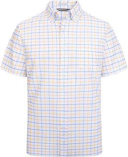 WARHORSEE Mens Short Sleeve Button Down Shirts Wrinkle Free Dress Shirts