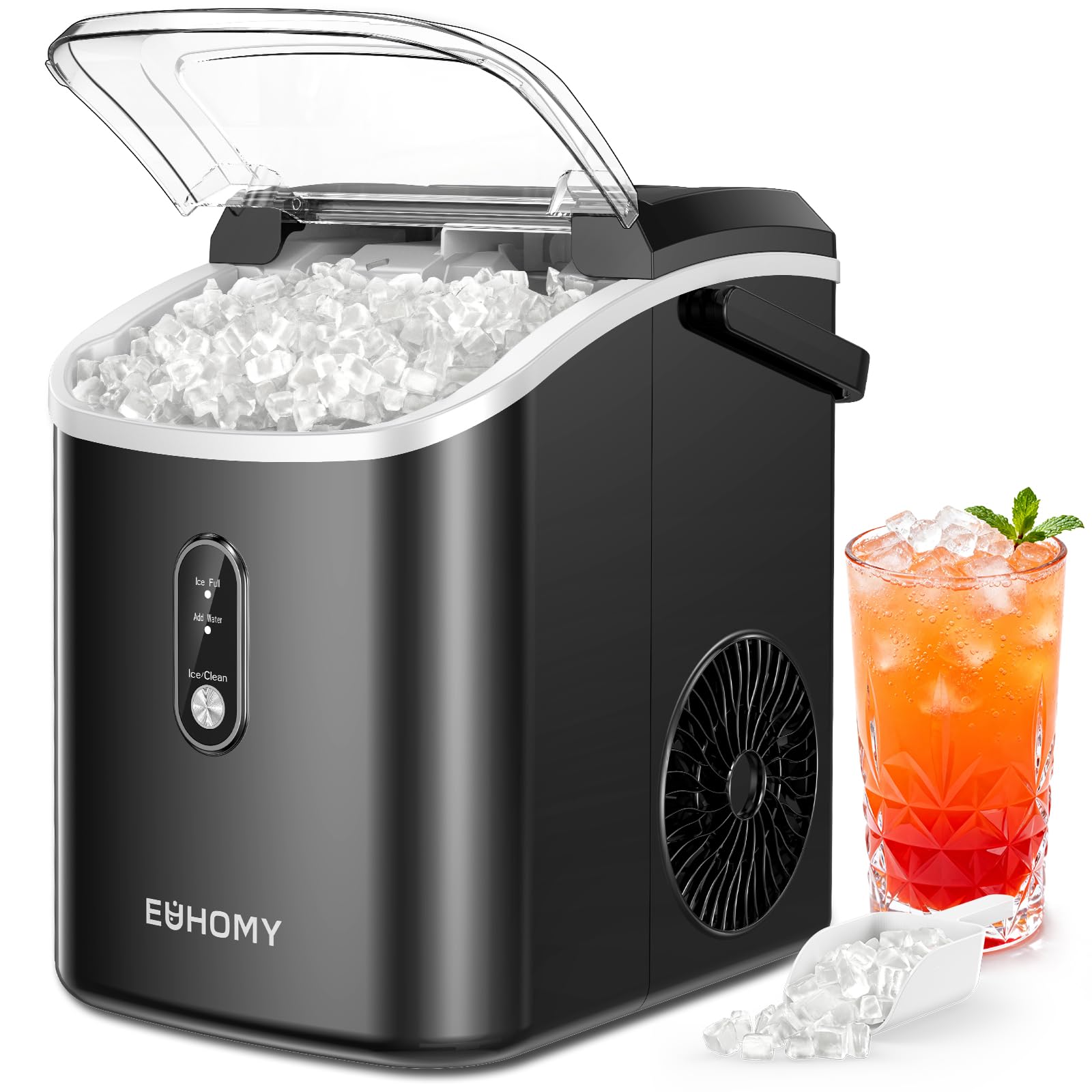 EUHOMY Nugget Ice Maker Countertop with Handle, 38lbs Daily Sonic Ice | Ice Read