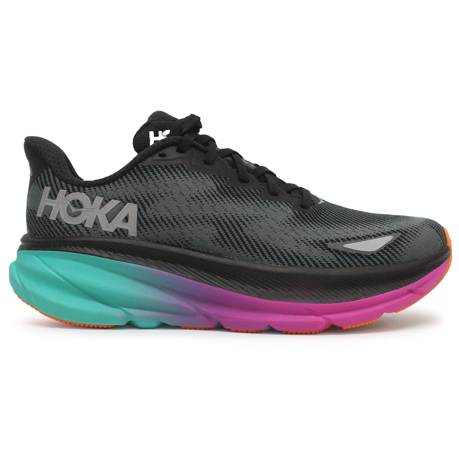 HOKA ONE M Clifton 9 GTX Shoes Black/Electric Aqua