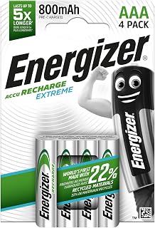 Energizer Recharge Extreme Rechargeable AAA Batteries (4 Pack) 800 mAh