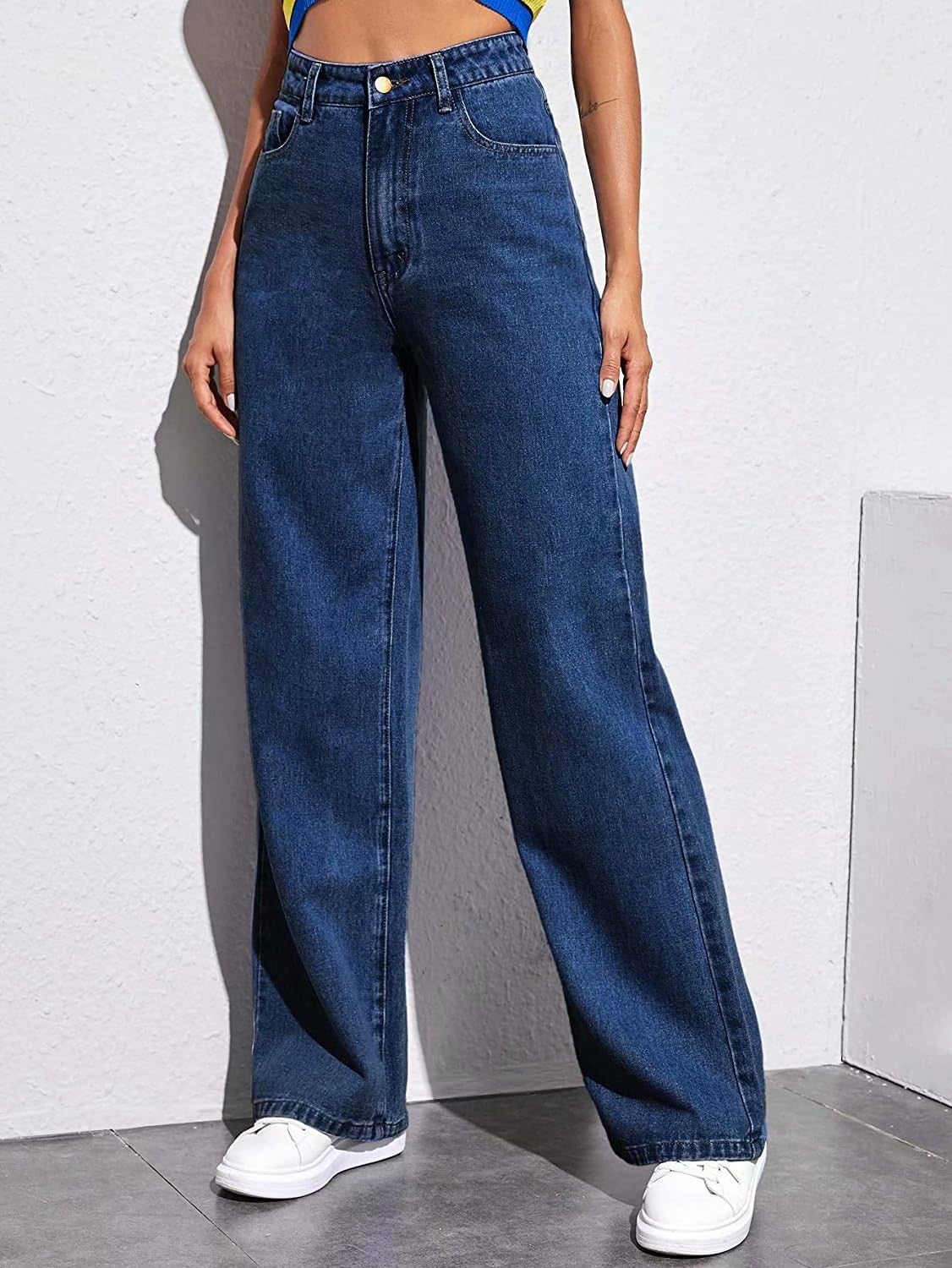 straight leg jeans for women high waist wide leg baggy stretch jeans baggy jeans