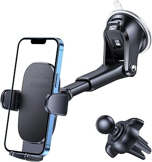 Universal 2 in 1 Car Phone Mount Suction Cup and Vent Holder Compatible with iPhone Samsung GPS for Travel Commute