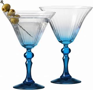 Krosno Martini Glasses Set of 2, 170 ml, Turquoise Base, Bubble Collection