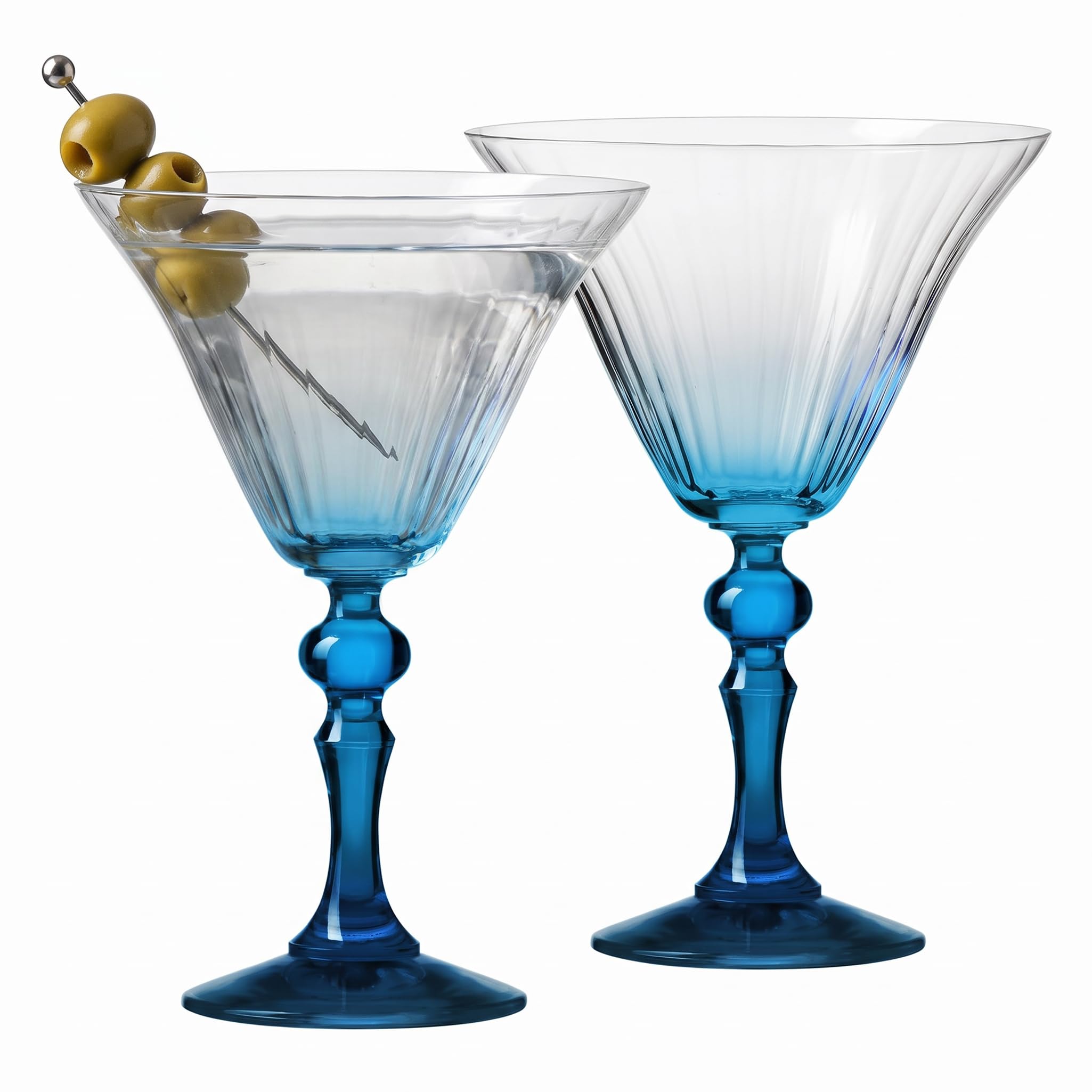 Krosno Martini Glasses Set of 2, 170 ml, Turquoise Base, Bubble Collection