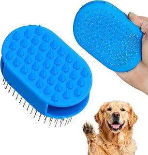Brosse de toilettage double face améliorée en silicone pour chiens et chats à poils longs et courts, brosse de shampooing pour chien, douche, massage, peigne d'épilation 3 en 1 pour la perte de poils