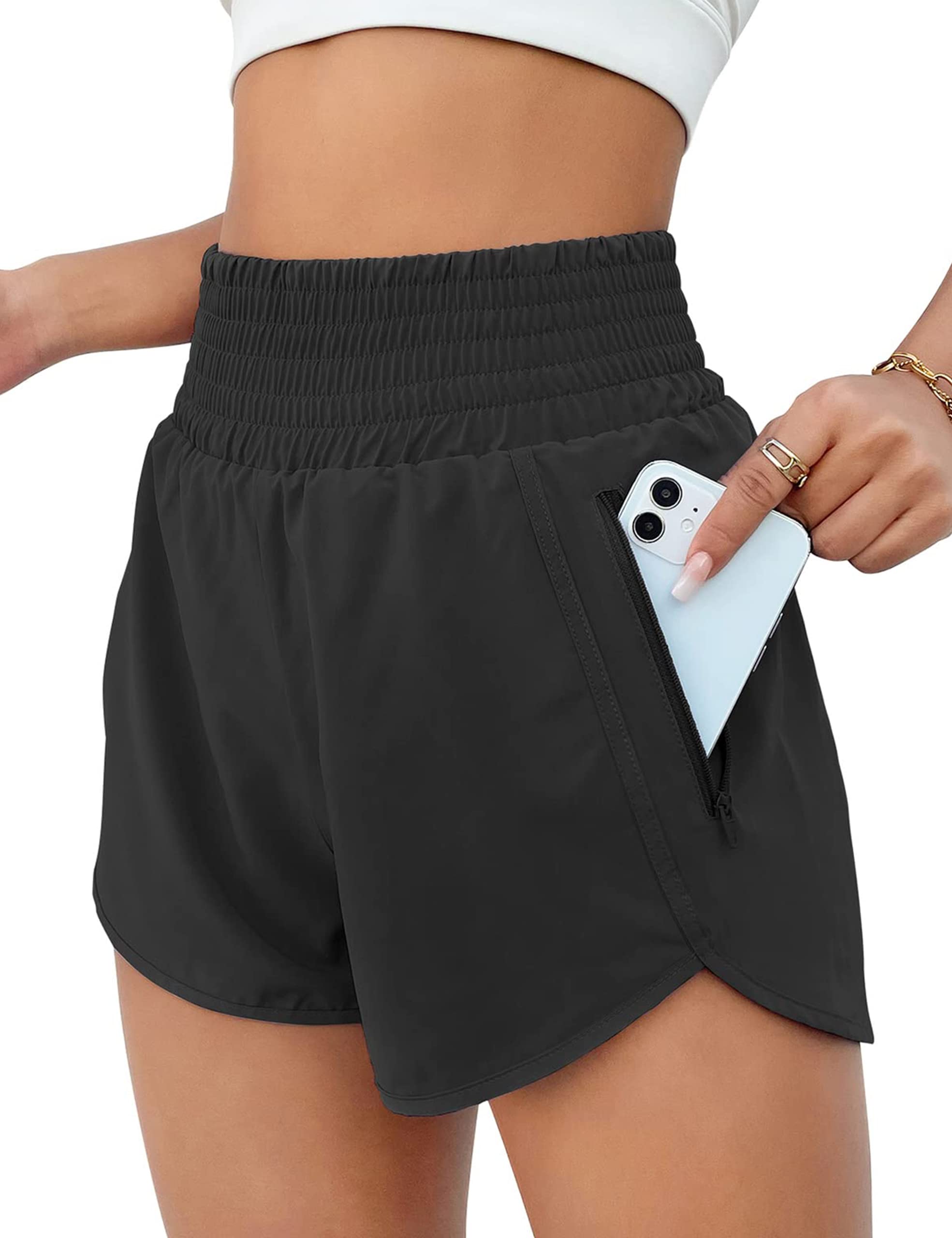 BMJL 2.5" Athletic Shorts for Women Comfy High Waisted Short with Pocket | zippe