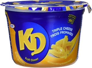 KD Kraft Dinner Three Cheese and Original Macaroni & Cheese Snack Cups, 58 g, 12 ct Case (Pack of 1)