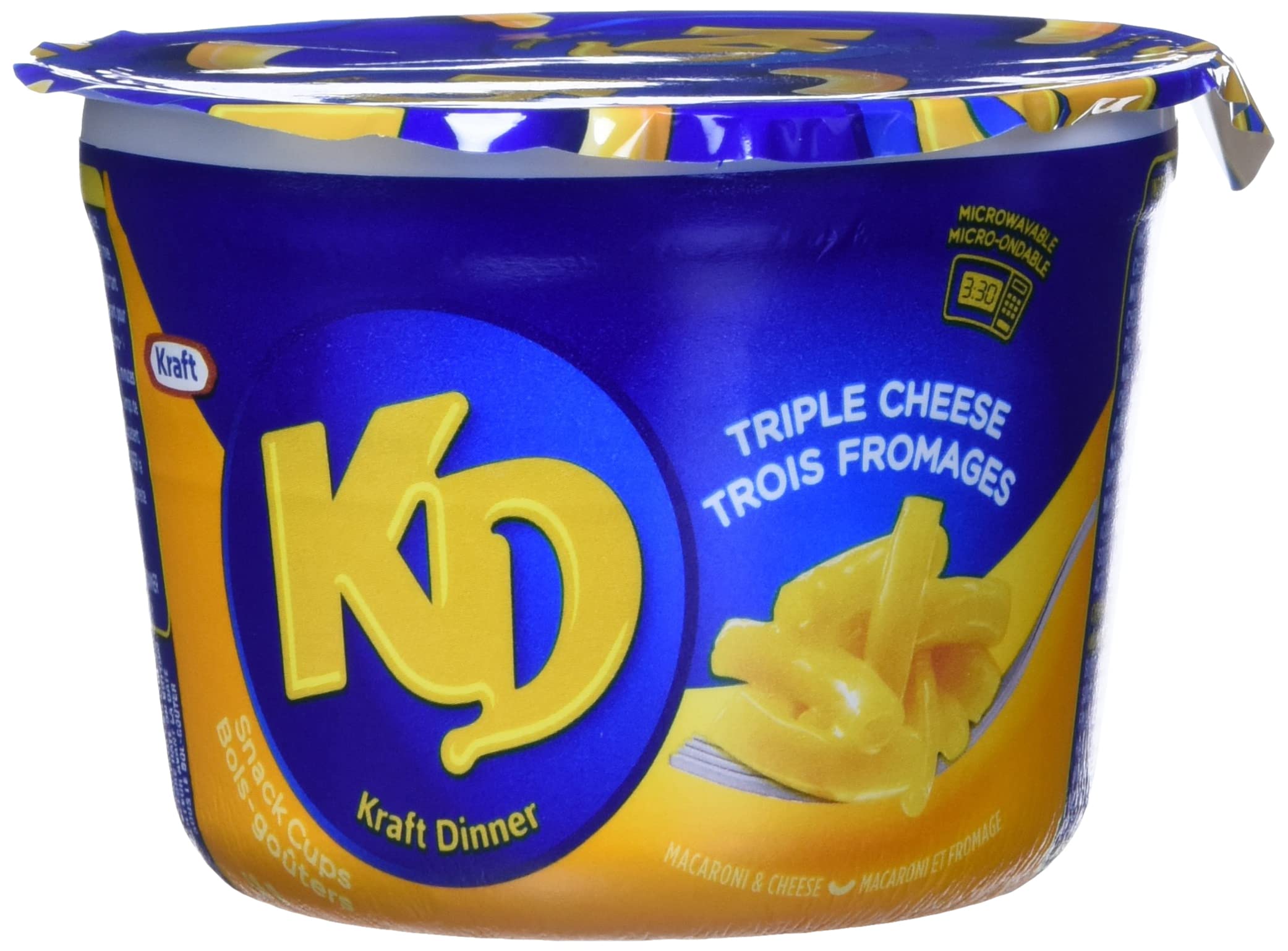 KD Kraft Dinner Three Cheese and Original Macaroni & Cheese Snack Cups, 58 g, 12