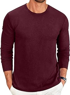 COOFANDY Mens Long Sleeve Crew Neck T Shirts Solid Color Casual Basic Soft Stretch T-Shirts