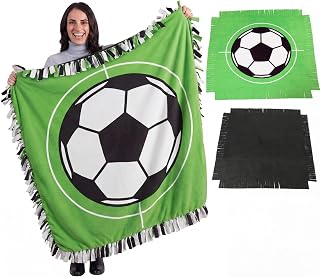 Chumia 2 Pcs/1 Set Soccer Tie Blanket Kit No Sew Fleece Blanket Kit