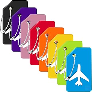Gostwo 8 Pack Silicone Luggage Tags for Suitcases, Plane Travel Essentials | Suitcase Bag Name Tag, TSA Approved, Stainless Loop, Privacy Protection, Luggage Identifiers Accessories, Mixed Colors