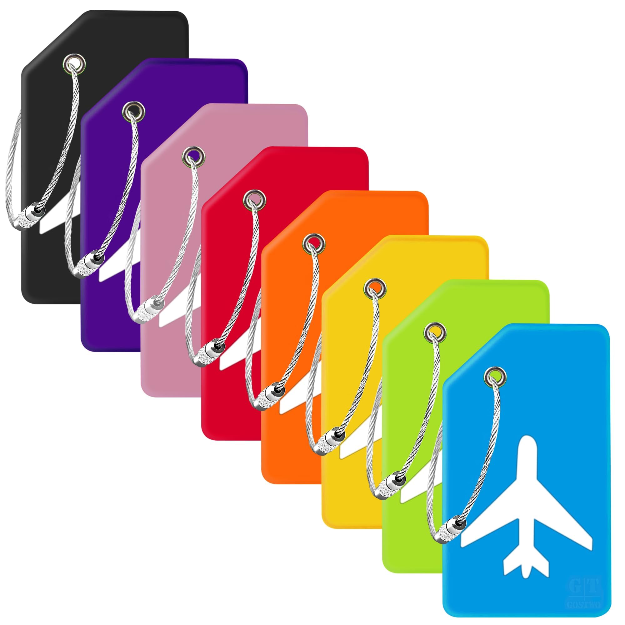 Gostwo 8 Pack Silicone Luggage Tags for Suitcases, Plane Travel Essentials | Sui