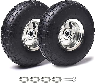 AR-PRO 4.10/3.50-4 Pneumatic Tire and Wheel, 10 Inch Wheel, 2-Pack | 5/8" Bearings, 2.2" Offset Hub, for Hand Trucks, Dollies and Wheelbarrows, Compatible with Gorilla Carts