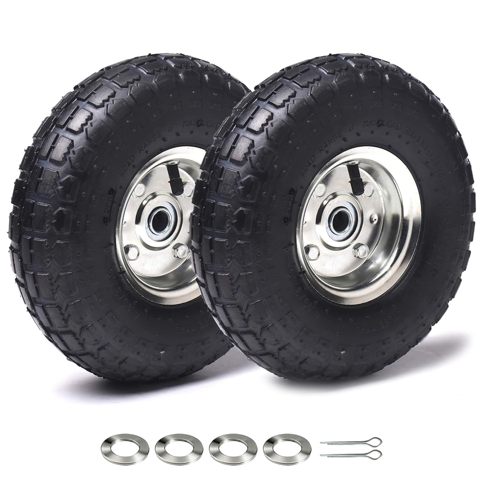 AR-PRO 4.10/3.50-4 Pneumatic Tire and Wheel, 10 Inch Wheel, 2-Pack | 5/8" Bearin