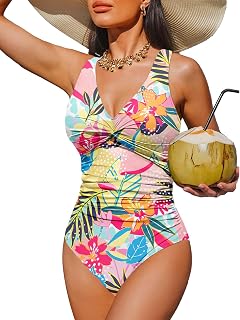 Holipick Women's Tummy Control One Piece Swimsuit - Push Up Swimsuit Full Coverage Slimming Bathing Suit