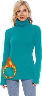 H HIAMIGOS Womens Turtleneck Long Sleeve Top Fleece Lined Sweatshirt Lightweight Ultra Soft Base Layer