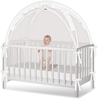 Crib Tent - Crib Net to Keep Baby in, Stop Baby from Climbing Out of Crib | Pop-Up Crib Tent, Breathable Mesh, Double Zipper, Strong Rods, Tearproof Fabric, Anti-Climb Pet Cover, Easy Install