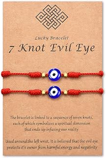 Tarsus Evil Eye 7 Knot Lucky Bracelets Red String Amulet for Women Men