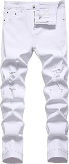 JUNBAOSS メンズ スリムフィット ストレッチジーンズ リップドスキニージーンズ 男性用 ダメージ加工 ストレートレッグ ファッション 快適 フレックス ウエストパンツ