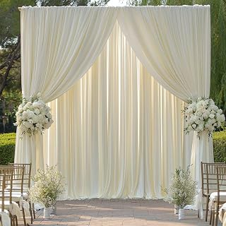 10FTx12FT Ivory Backdrop Curtains for Weddings, Birthdays and Photography