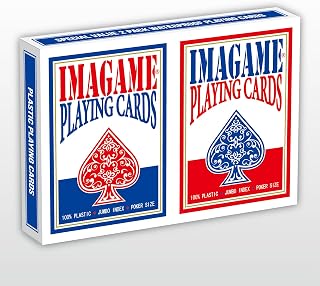 IMAGAME Plastic Playing Cards, Jumbo Index, Poker Size, 1 Blue & 1 Red Deck | Casino Quality, Waterproof & Washable, Perfect for Texas Hold'em Poker, Durable PVC, Smooth Handling, 2 Decks
