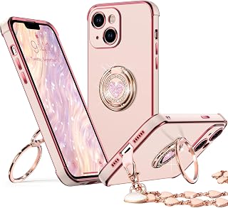 XYZ for iPhone 13 Case with Stand, Phone Case with 2-Ring Kickstand Pink