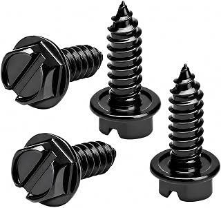 OttoSpeed Rustproof License Plate Screws for US Domestic Vehicles & Select Imports – Stainless Steel Bolts for Vehicles that Use Plastic Inserts (4-Pack, Black-Slotted)