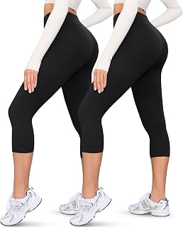 Women's High Waist Soft Yoga Lounge Workout Capri Leggings (S-3XL)