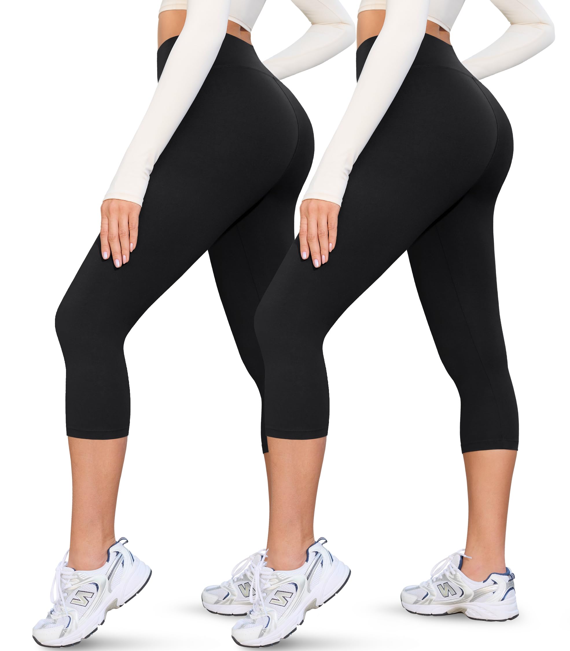 Women's High Waist Soft Yoga Lounge Workout Capri Leggings (S-3XL)