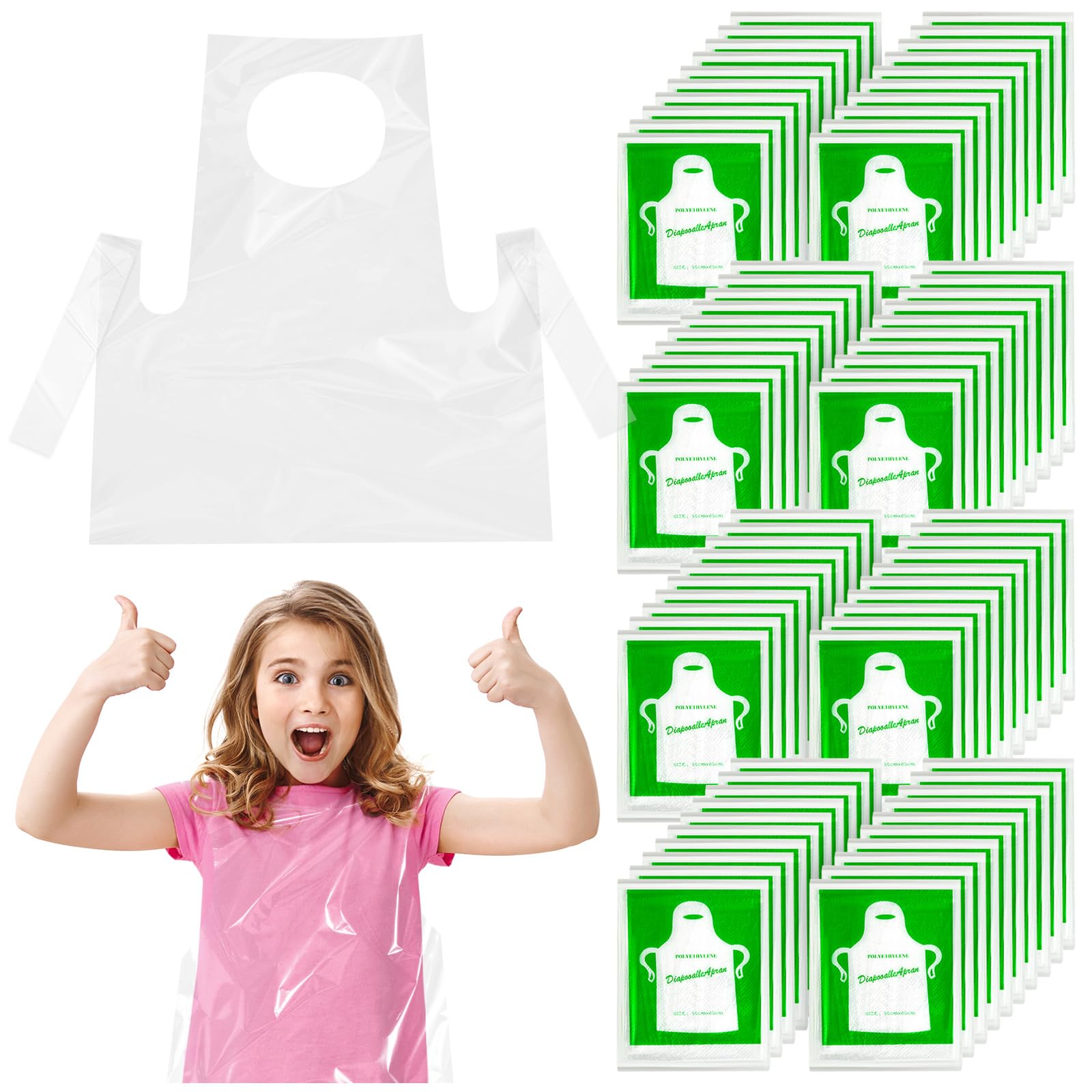 ZAUGONTW Disposable Aprons for Kids, Clear Plastic Aprons | Waterproof Smocks, F