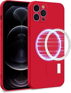 MyGadget [ MagSafe Compatible ] Cover for Apple iPhone 12 Pro - Soft Silicone Dual Layer Case - Case with Camera Protection & Inner Lining - Red