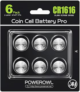 POWEROWL 6 Pcs CR1616 3V Lithium Button Cell Battery | for Wall Clocks, Hygrometers, Electronic Scales, Smart Meters, Small Electronic Devices