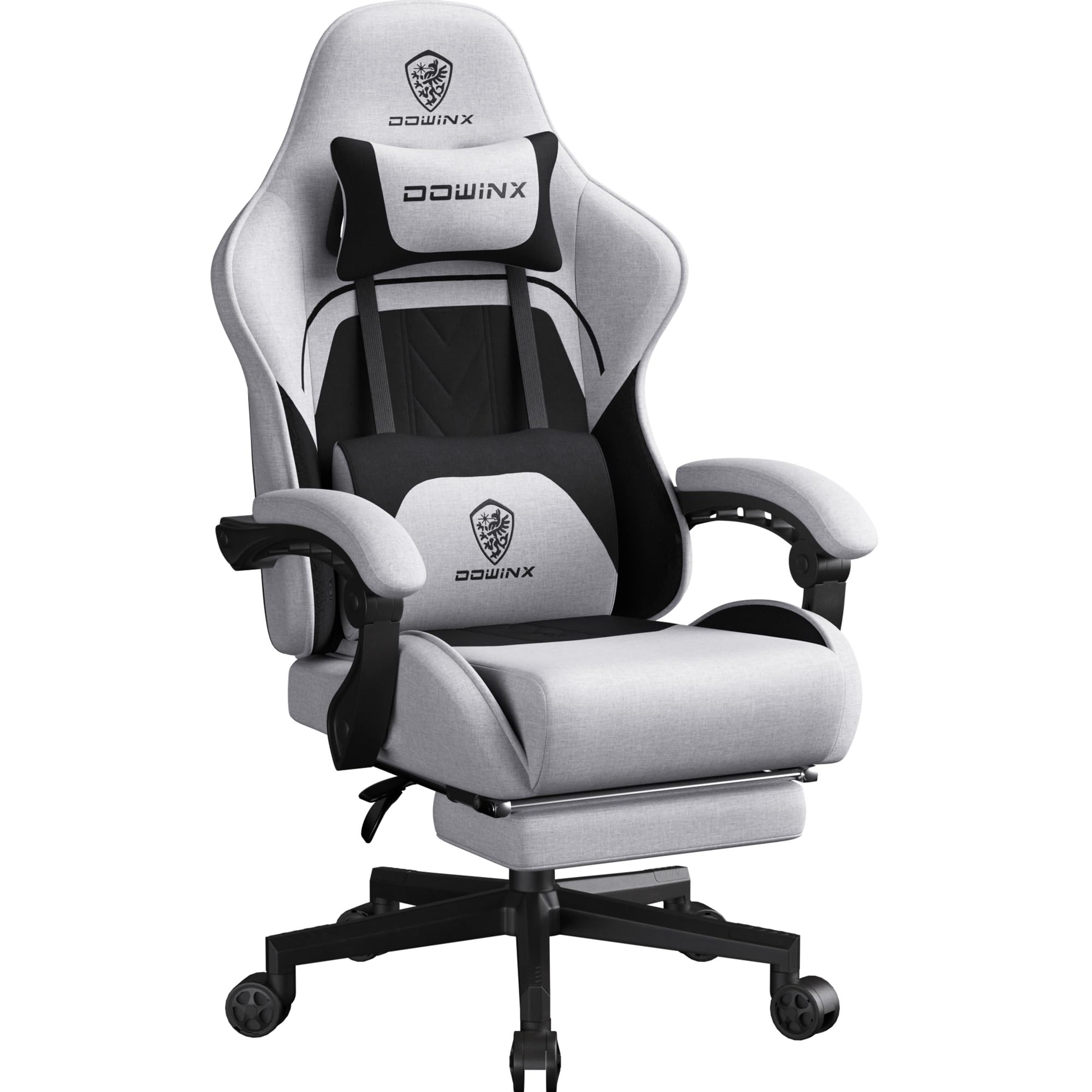 Dowinx Breathable Gaming Chair Ergonomic Fabric Chair with Headrest and Footrest