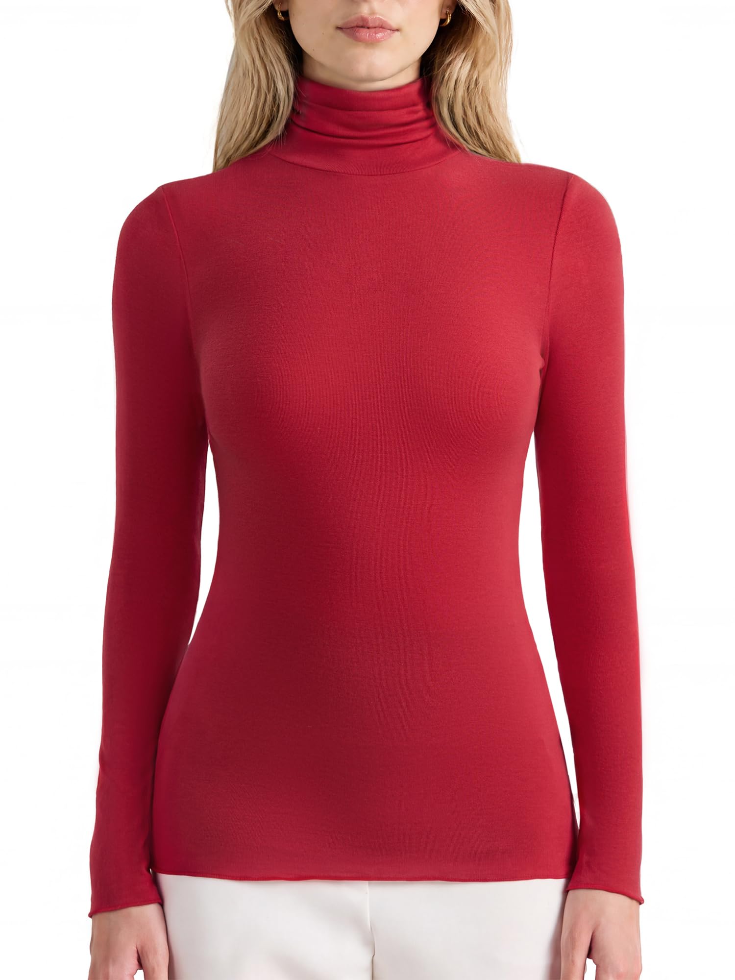 SUUKSESS Maglia da donna a collo alto in cashmere a maniche lunghe aderente autu