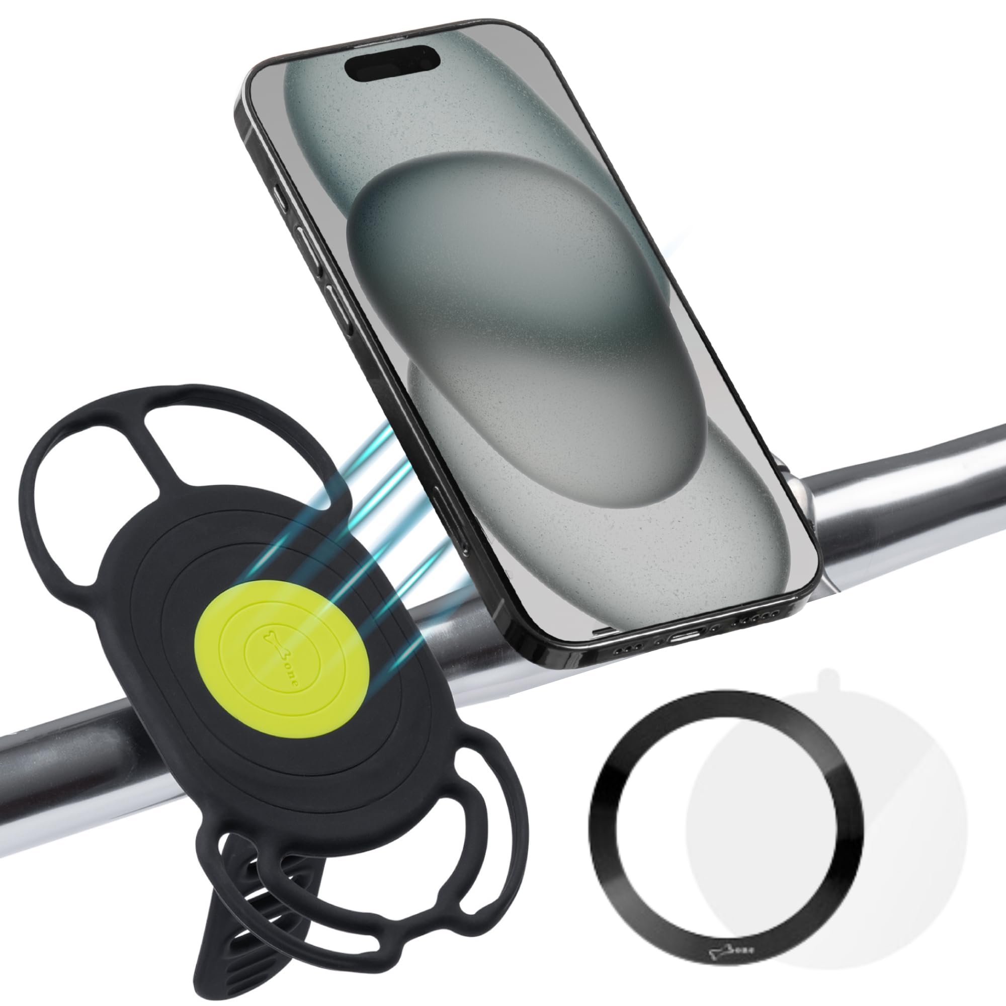 (Bone) Bike Tie 4 Magnetic Bicycle Smartphone Holder, Magnetic Silicone, Magsafe