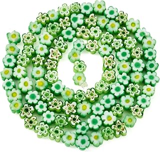About 88pcs Millefiori Lampwork Glass Beads 3.7-5.6mm Small Flower Glass Beads Loose Spacer Beads for Jewelry Bracelet Necklace DIY Crafts