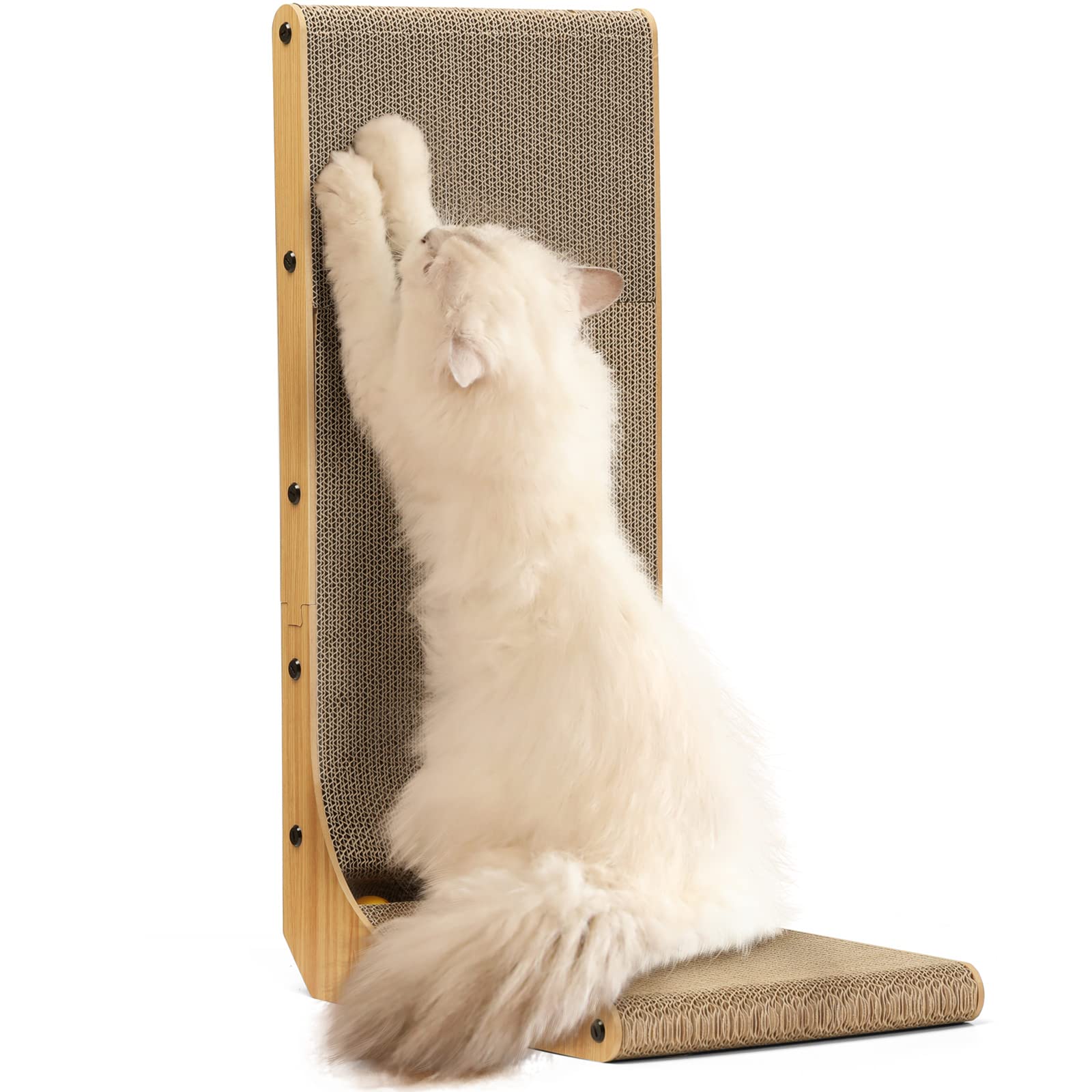 FUKUMARU Cat Scratcher, 26.8 Inch L Shaped Cat Scratch Pad for Indoor Cats | Ver