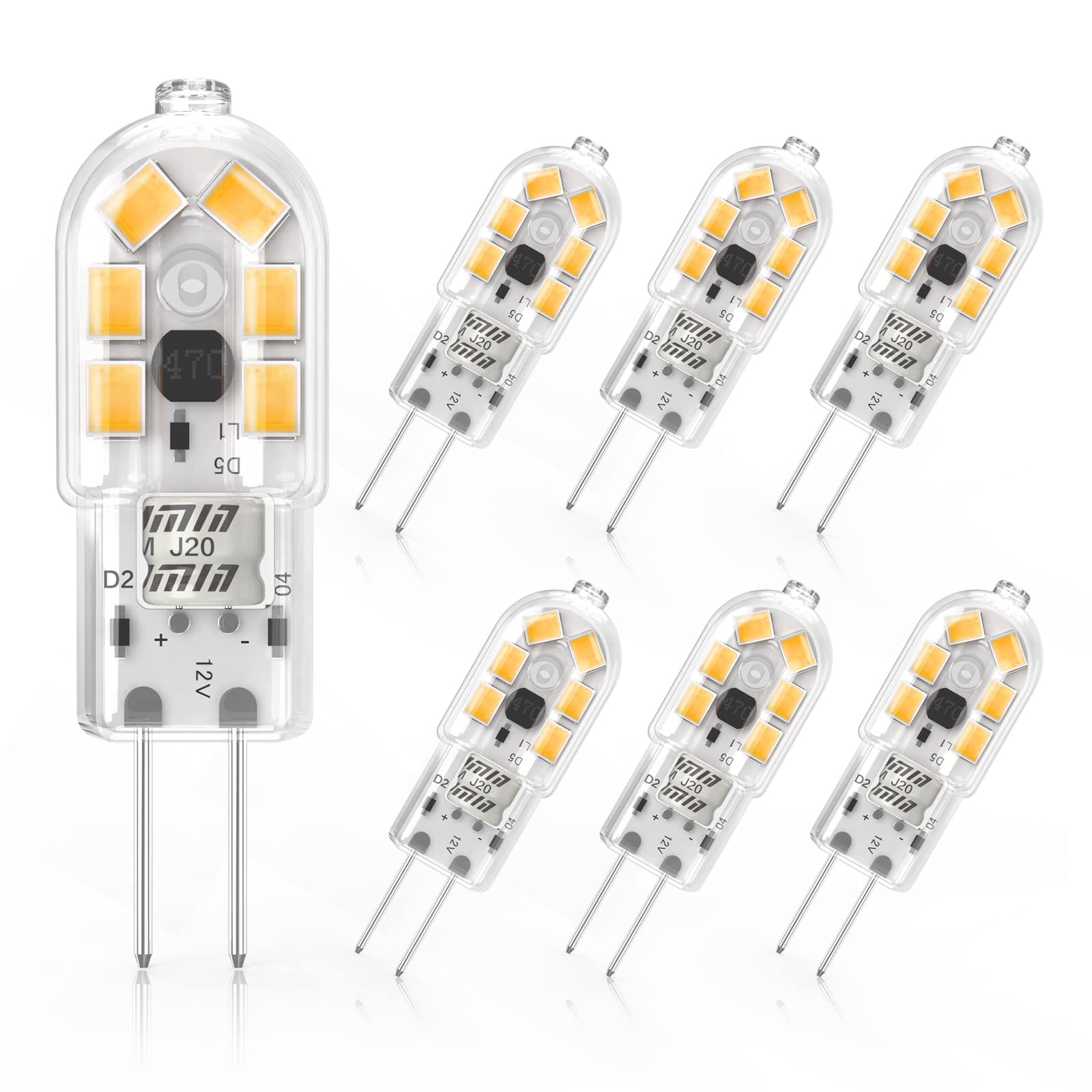 Cxyemt 2W G4 LED Bulbs Warm White 3000K, Replacement 20W Halogen Bulb, Non Flick