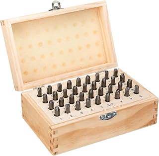 HimaPro 36-Piece Letter &amp; Number Stamp Set, 40 Cr Steel, 1/8" (3mm) | Sandblast Finish, Full A-Z and 0-9 Set, Imprints Metal, Wood, Plastic, and Leather, Character-Indexed Wooden Case Included