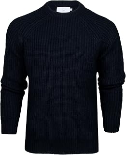 Xact Men's Chunky Fisherman Knit Jumper, Crew Neck, Raglan Sleeve